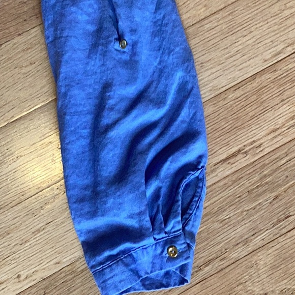 Sunny Leigh 100% linen pull on collarless tunic in sky blue with long sl… - Picture 12 of 12